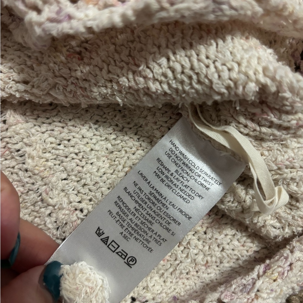 Anthropologie V-Neck Pointelle Sweater Tank ivory Size Small - Picture 4 of 6